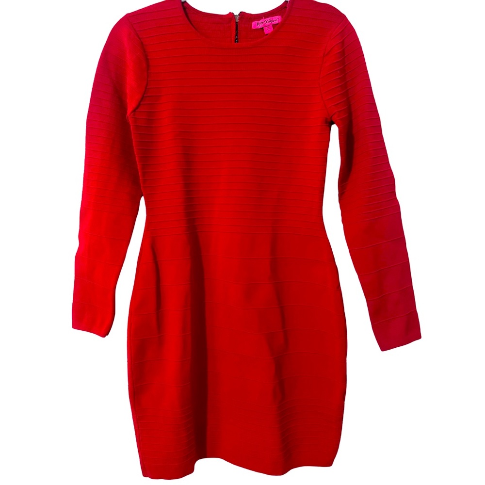 Betsey Johnson Red Back Zip Bandage Dress Womens